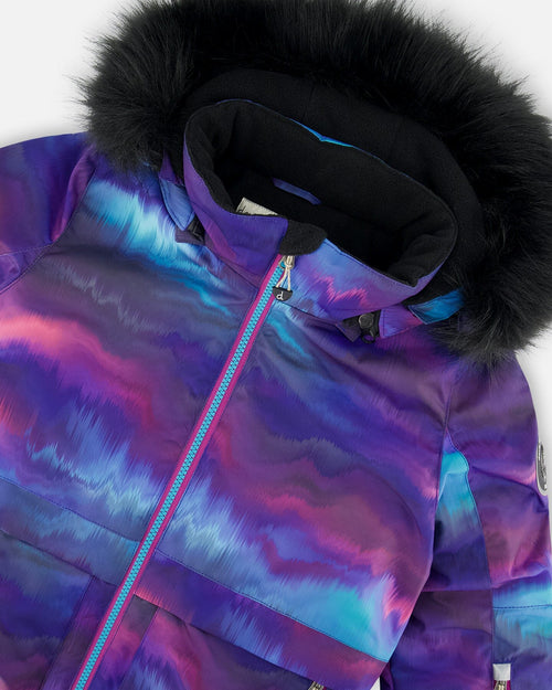 Two Piece Snowsuit Printed Purple Aurora Borealis Snowsuits Deux par Deux 