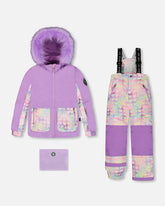 Two Piece Snowsuit Lilac Printed Hearts