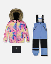 Two Piece Snowsuit Printed Multicolor And Blue Vintage