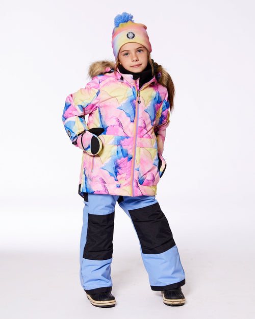 Two Piece Snowsuit Printed Multicolor And Blue Vintage Snowsuits Deux par Deux 