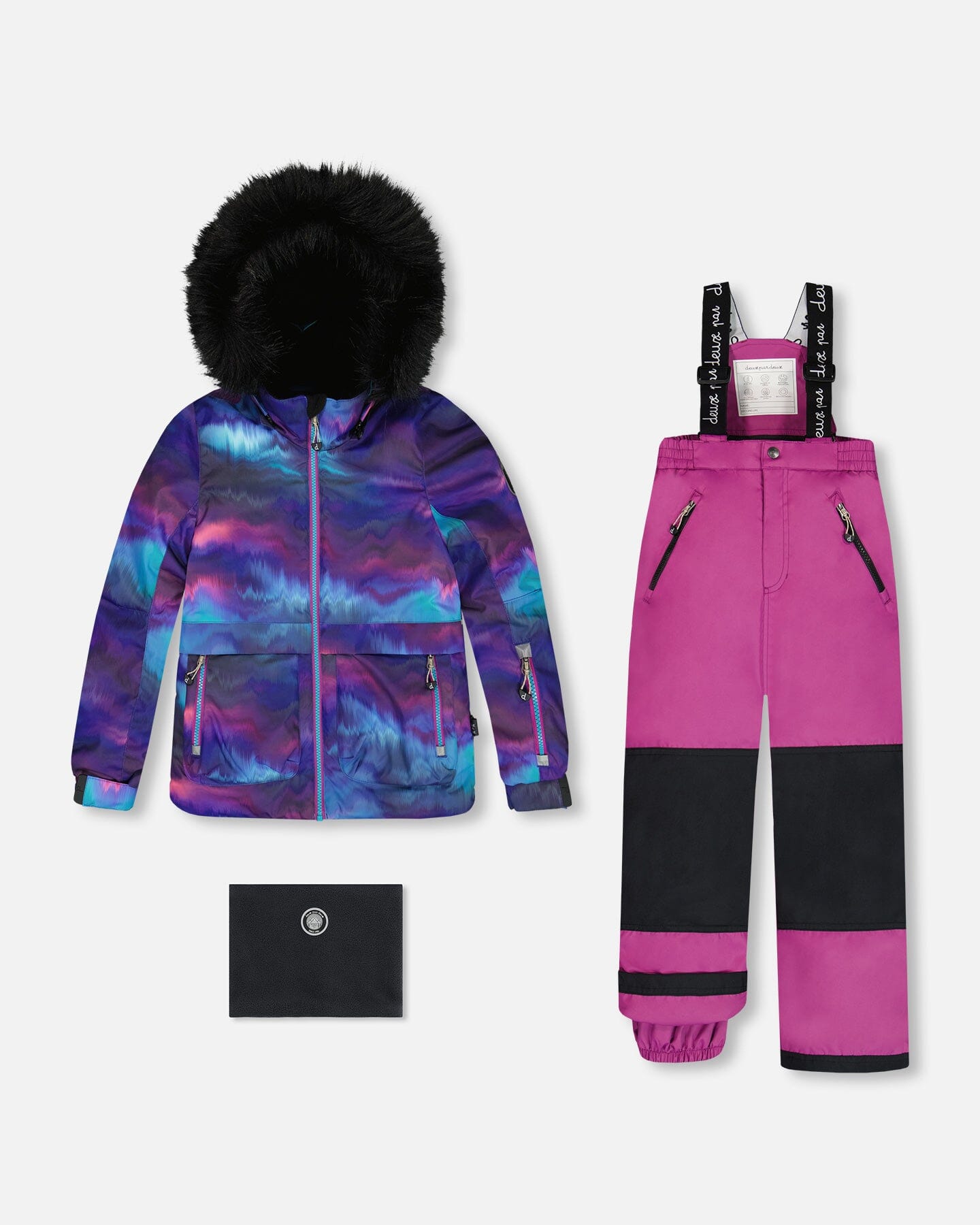 Two Piece Snowsuit Printed Aurora Borealis And Purple Snowsuits Deux par Deux 