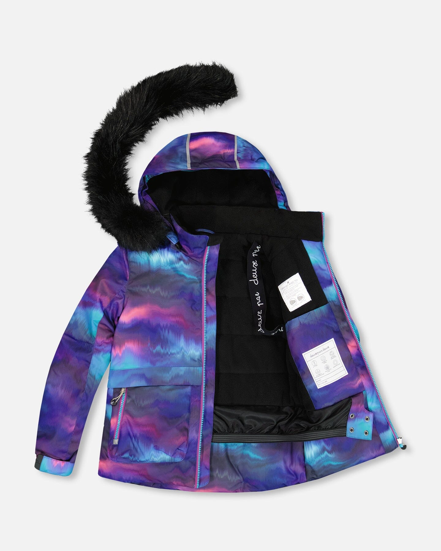 Two Piece Snowsuit Printed Aurora Borealis And Purple Snowsuits Deux par Deux 