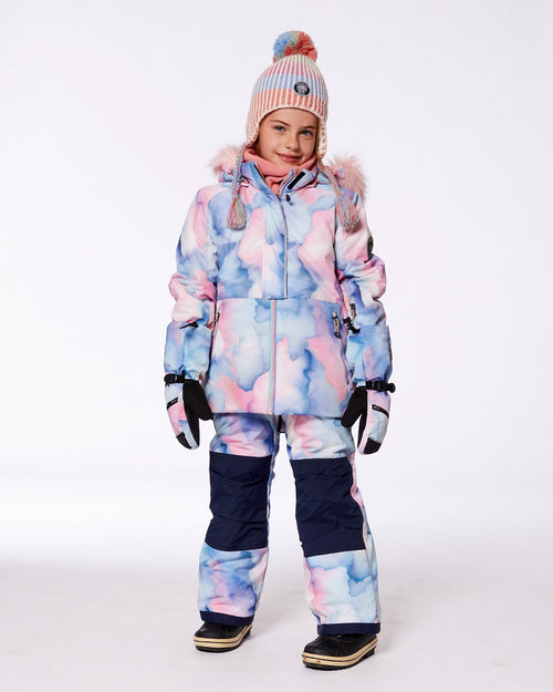 Two Piece Snowsuit Printed Pastel Watercolor Snowsuits Deux par Deux 