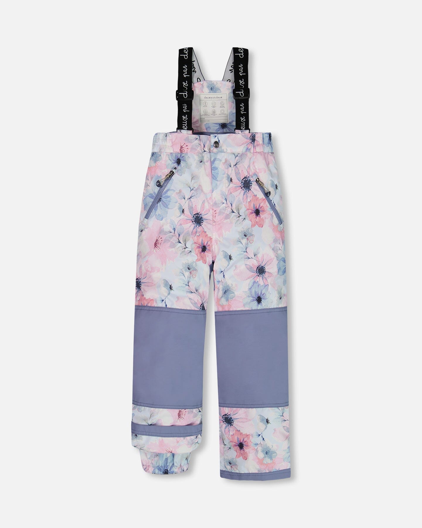 Two Piece Snowsuit Printed Watercolor Blue Flowers Snowsuits Deux par Deux 