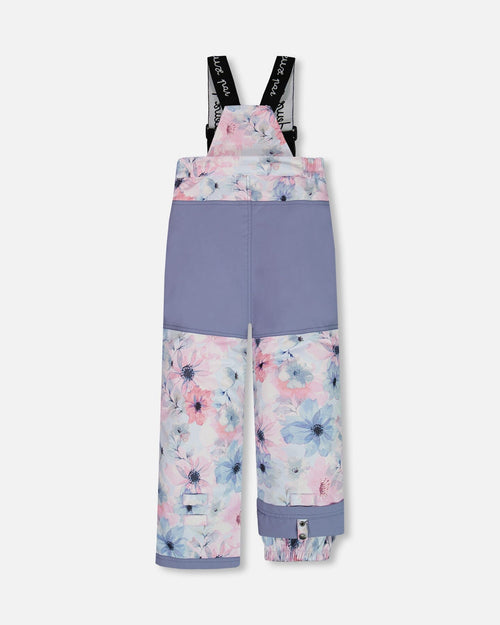 Two Piece Snowsuit Printed Watercolor Blue Flowers Snowsuits Deux par Deux 