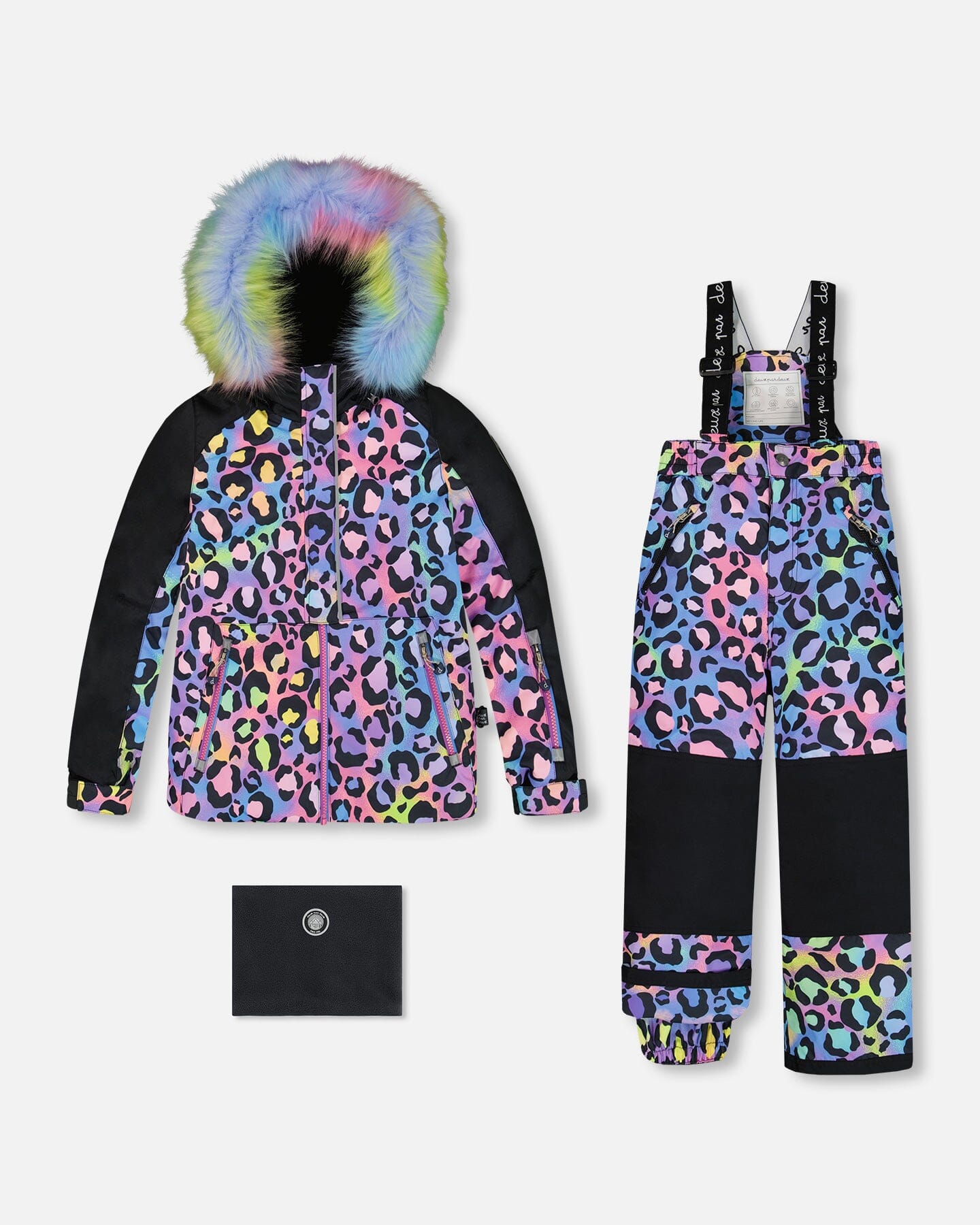 Two Piece Snowsuit Printed Rainbow Leopard Snowsuits Deux par Deux 