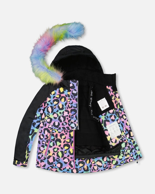 Two Piece Snowsuit Printed Rainbow Leopard Snowsuits Deux par Deux 