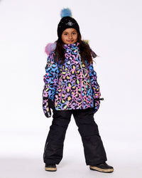 Two Piece Snowsuit Printed Rainbow Leopard And Black Snowsuits Deux par Deux 