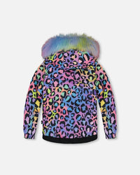 Two Piece Snowsuit Printed Rainbow Leopard And Black Snowsuits Deux par Deux 