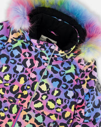 Two Piece Snowsuit Printed Rainbow Leopard And Black Snowsuits Deux par Deux 