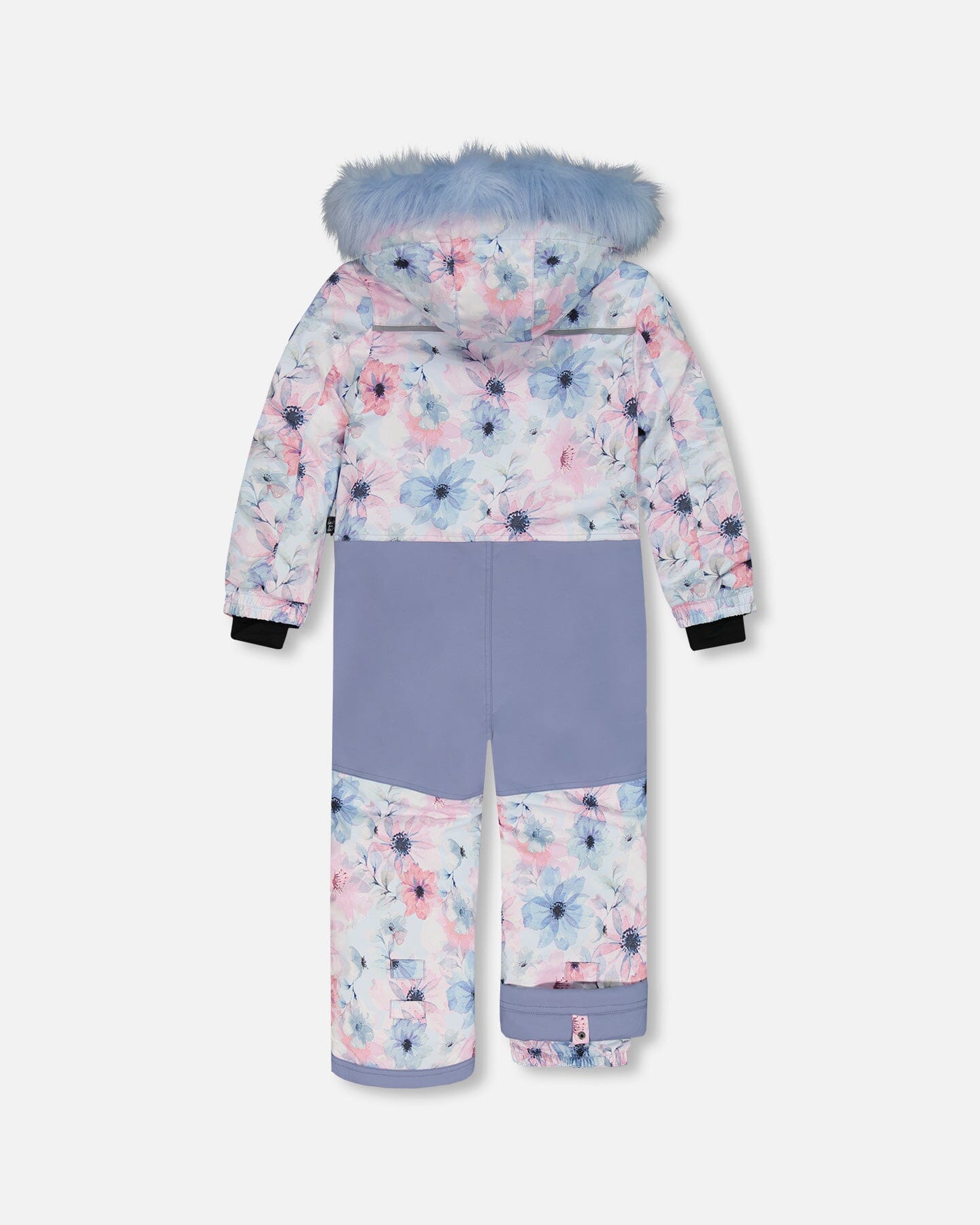 One Piece Snowsuit Printed Watercolor Blue Flowers Snowsuits Deux par Deux 