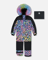 One Piece Snowsuit Printed Rainbow Leopard