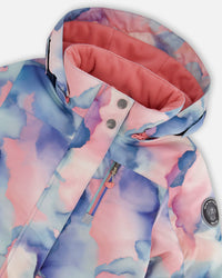 One Piece Snowsuit Printed Pastel Watercolor Snowsuits Deux par Deux 