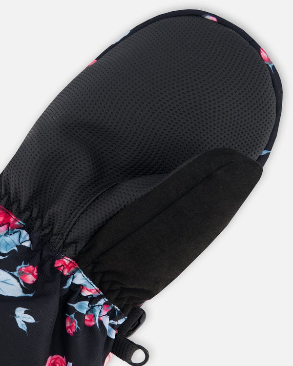 Technical Mittens Black Printed Roses - G10XM203_011