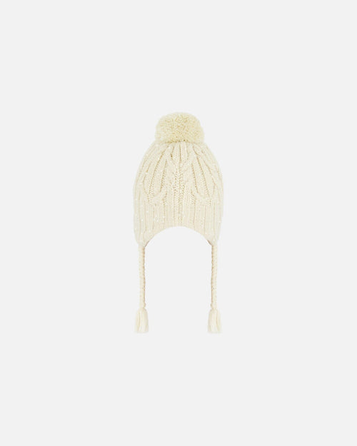 Peruvian Knit Hat Off White Winter Accessories Deux par Deux 