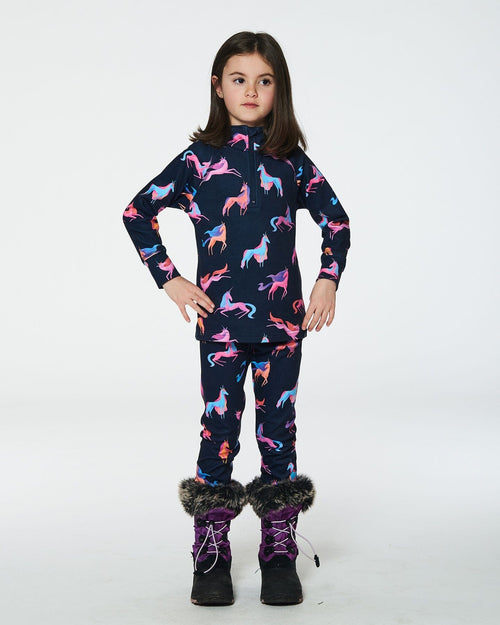 Two Piece Thermal Underwear Set Navy Printed Unicorn - G10Y600_012