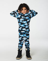 Two Piece Thermal Underwear Set Black Printed Polar Bears - G10Y600_022