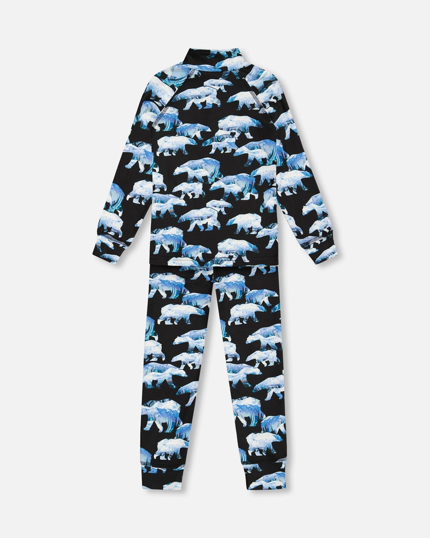 Two Piece Thermal Underwear Set Black Printed Polar Bears - G10Y600_022