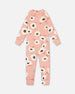 One Piece Thermal Underwear Pink Printed Off White Flowers - G10Y700_009