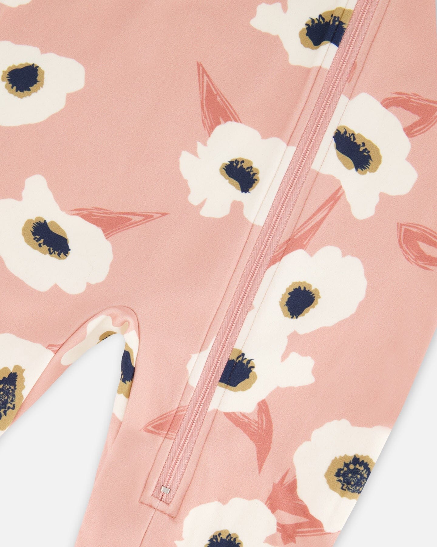 One Piece Thermal Underwear Pink Printed Off White Flowers - G10Y700_009