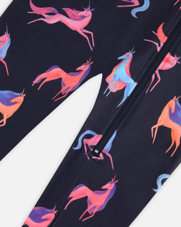 One Piece Thermal Underwear Navy Printed Unicorn - G10Y700_012