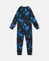 One Piece Thermal Underwear Black Printed Storm - G10Y700_020