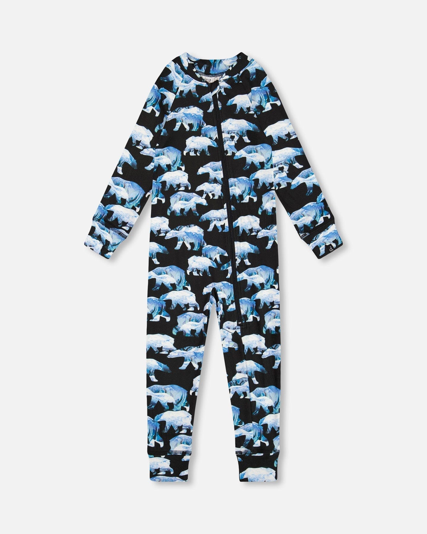 One Piece Thermal Underwear Black Printed Polar Bears - G10Y700_022