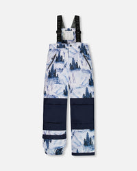 Two Piece Snowsuit Navy Blue Watercolor Pine Print Snowsuits Deux par Deux 