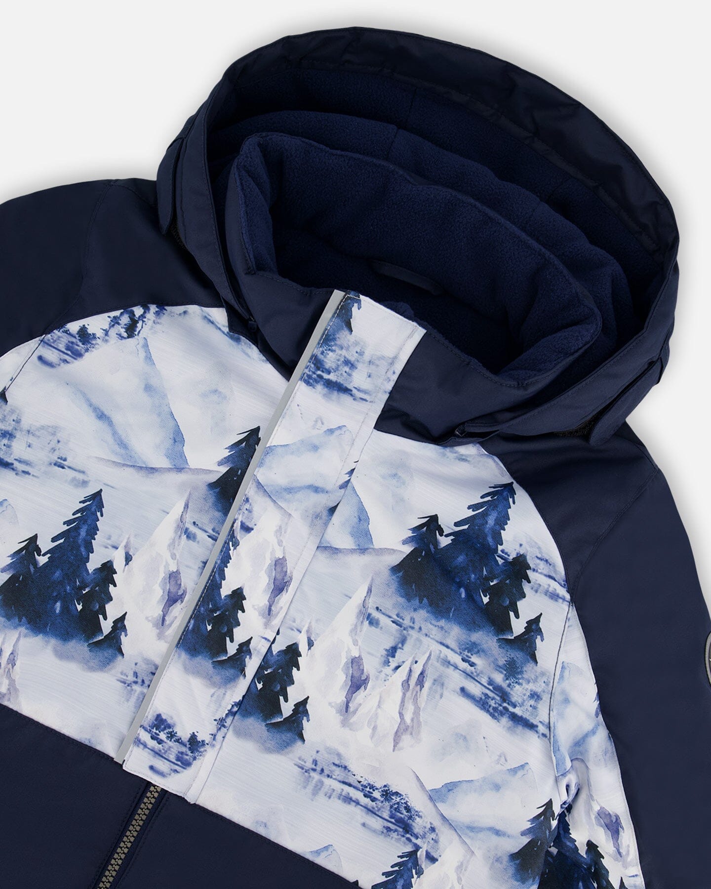 Two Piece Snowsuit Navy Blue Watercolor Pine Print Snowsuits Deux par Deux 