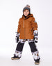 Two Piece Snowsuit Solid Brown Jacket And Grey Landscape Printed Brown Trees Snowsuits Deux par Deux 