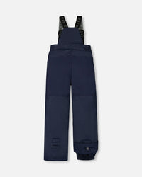 Two Piece Snowsuit Watercolor Pine Print And Solid Navy Pant Snowsuits Deux par Deux 