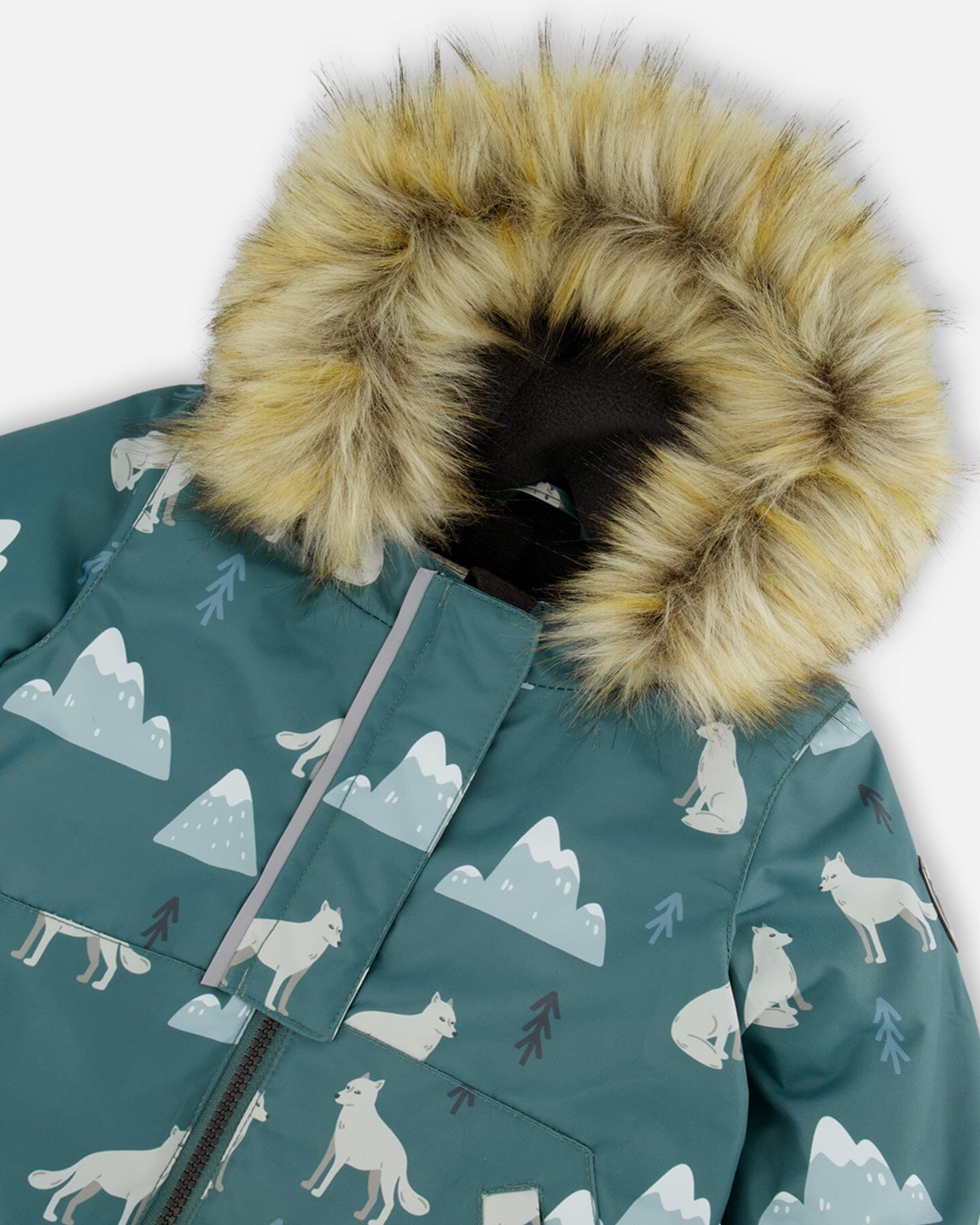 Two Piece Baby Snowsuit Sage Printed Wolves And Dark Grey - G10Z502_493