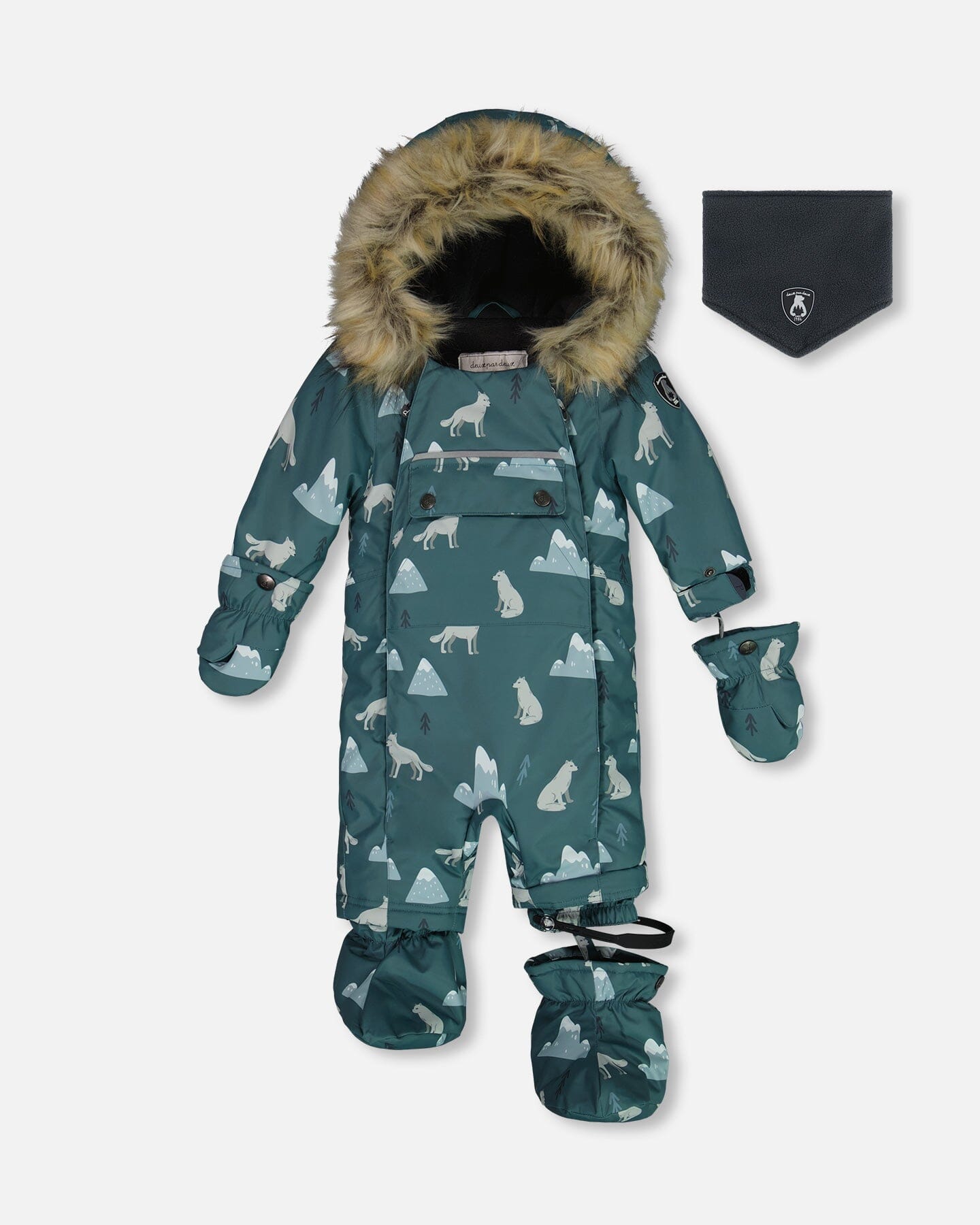 One Piece Baby Snowsuit Sage Printed Wolves Designed For Car Seat - G10Z703_026