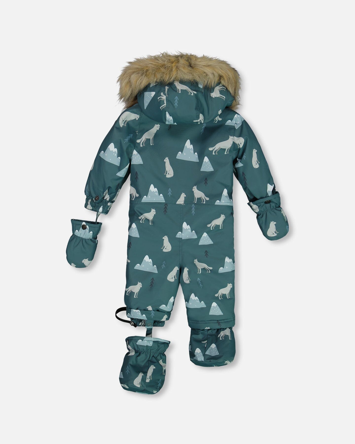 One Piece Baby Snowsuit Sage Printed Wolves Designed For Car Seat - G10Z703_026