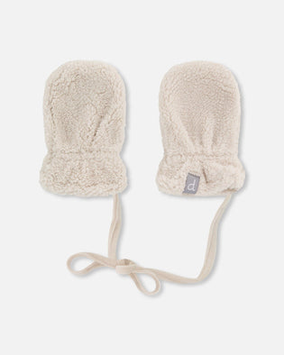 Newborn Sherpa Mittens No Thumbs Off White Winter Accessories Deux par Deux 