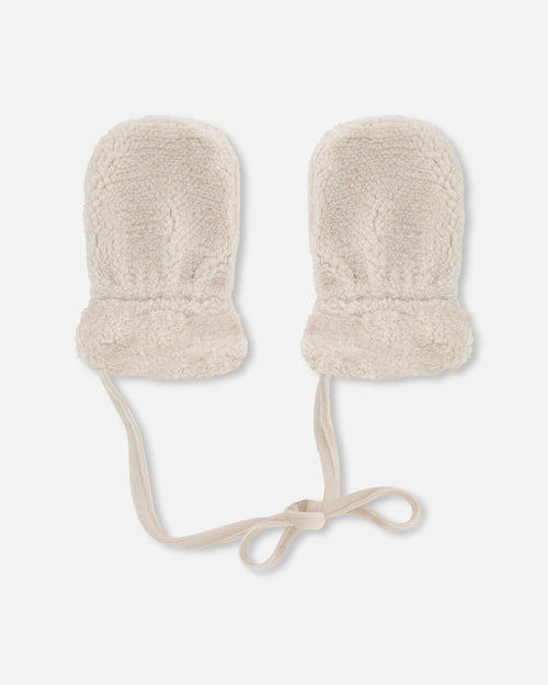 Newborn Sherpa Mittens No Thumbs Off White Winter Accessories Deux par Deux 