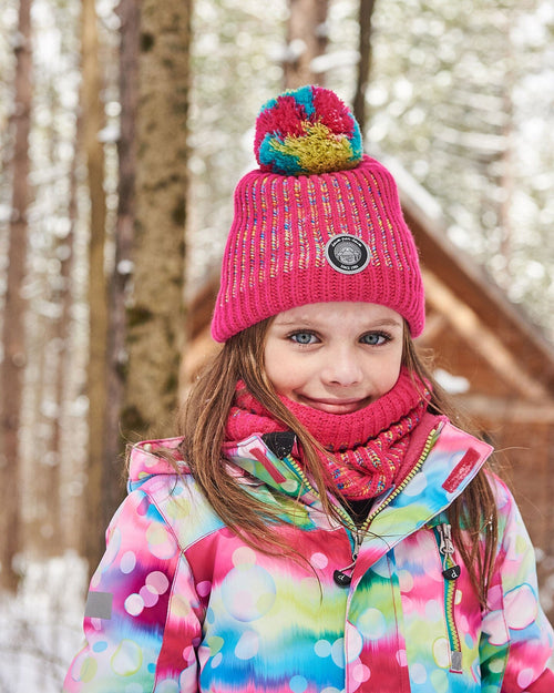 Knit Hat Pink And Multicolor Winter Accessories Deux par Deux 