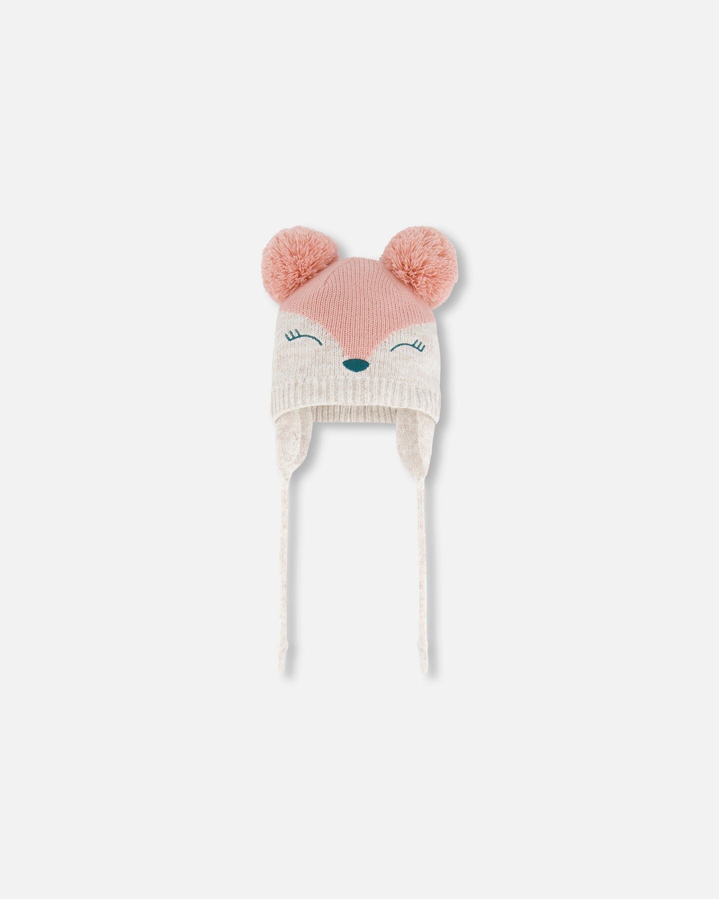 Knit Hat With Ears Light Pink Deer Face - G10ZG02_000