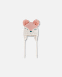 Knit Hat With Ears Light Pink Deer Face - G10ZG02_000