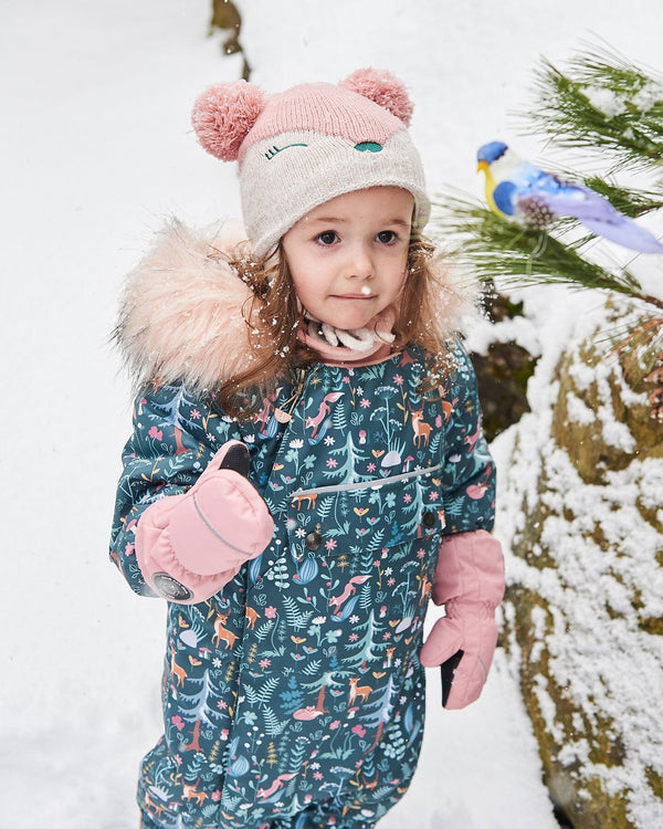 Knit Hat With Ears Light Pink Deer Face Winter Accessories Deux par Deux 