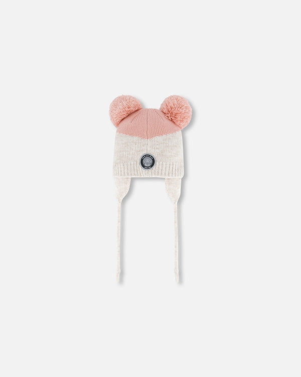 Knit Hat With Ears Light Pink Deer Face - G10ZG02_000