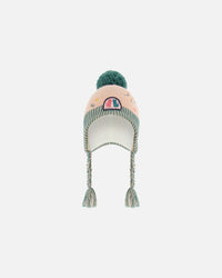 Peruvian Knit Hat Light Pink, Sage Green And Flowers - G10ZH01_000