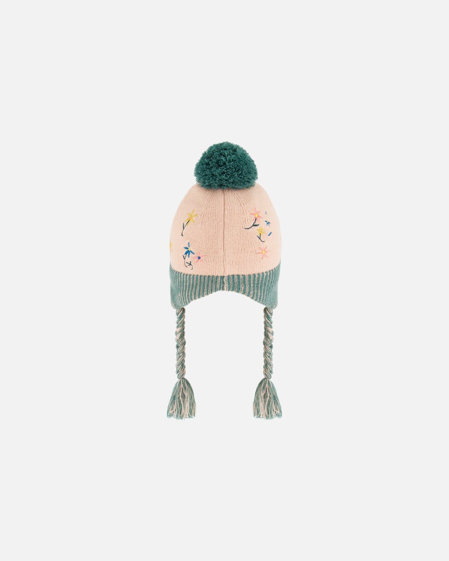 Peruvian Knit Hat Light Pink, Sage Green And Flowers - G10ZH01_000