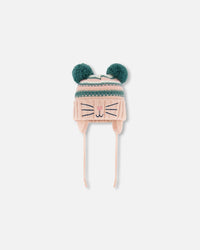 Knit Hat With Ears Light Pink Cat Face - G10ZH02_000