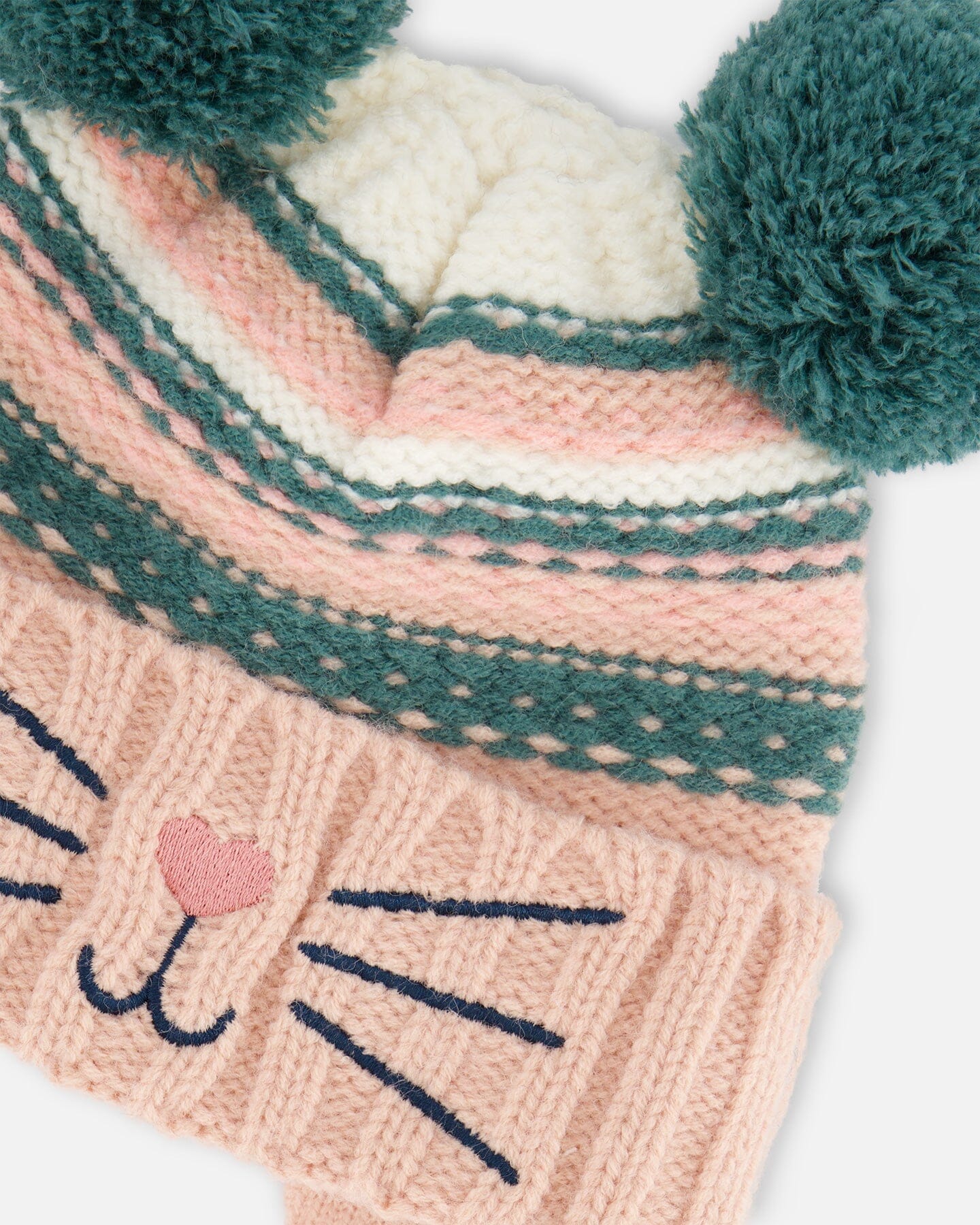 Knit Hat With Ears Light Pink Cat Face - G10ZH02_000