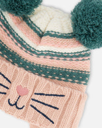 Knit Hat With Ears Light Pink Cat Face - G10ZH02_000