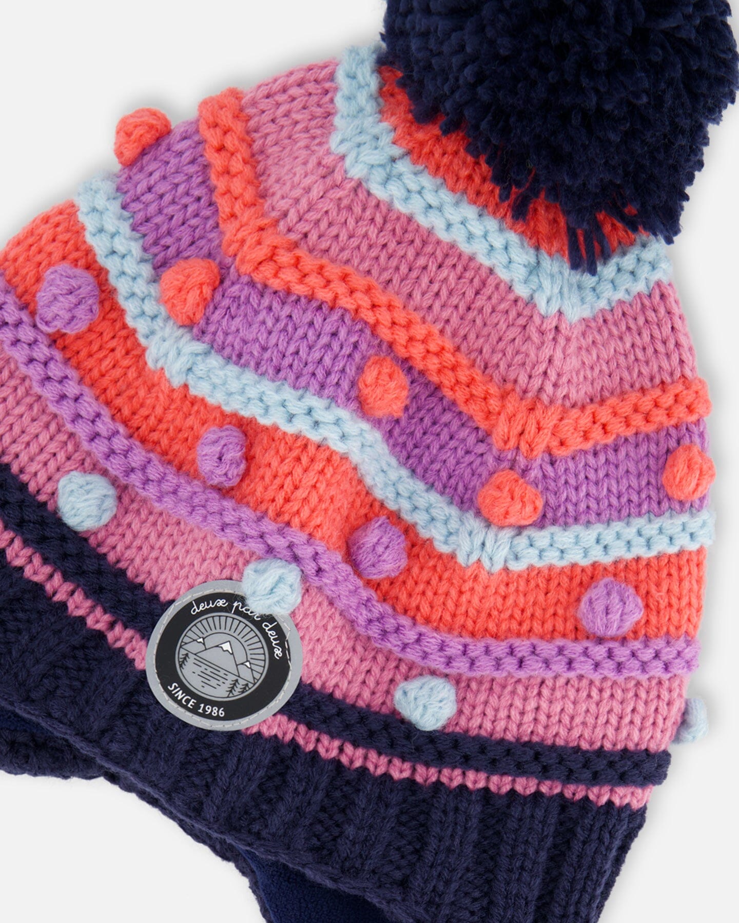 Peruvian Knit Hat Navy And Multicolor Winter Accessories Deux par Deux 