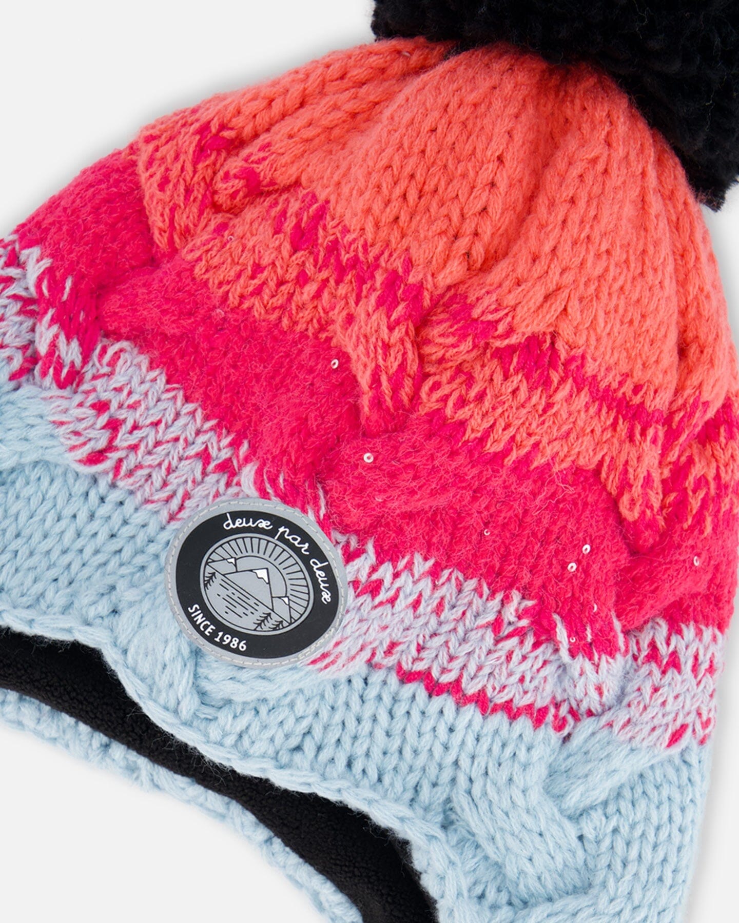 Peruvian Knit Hat Gradient Blue, Coral And Fuschia - G10ZJ02_000