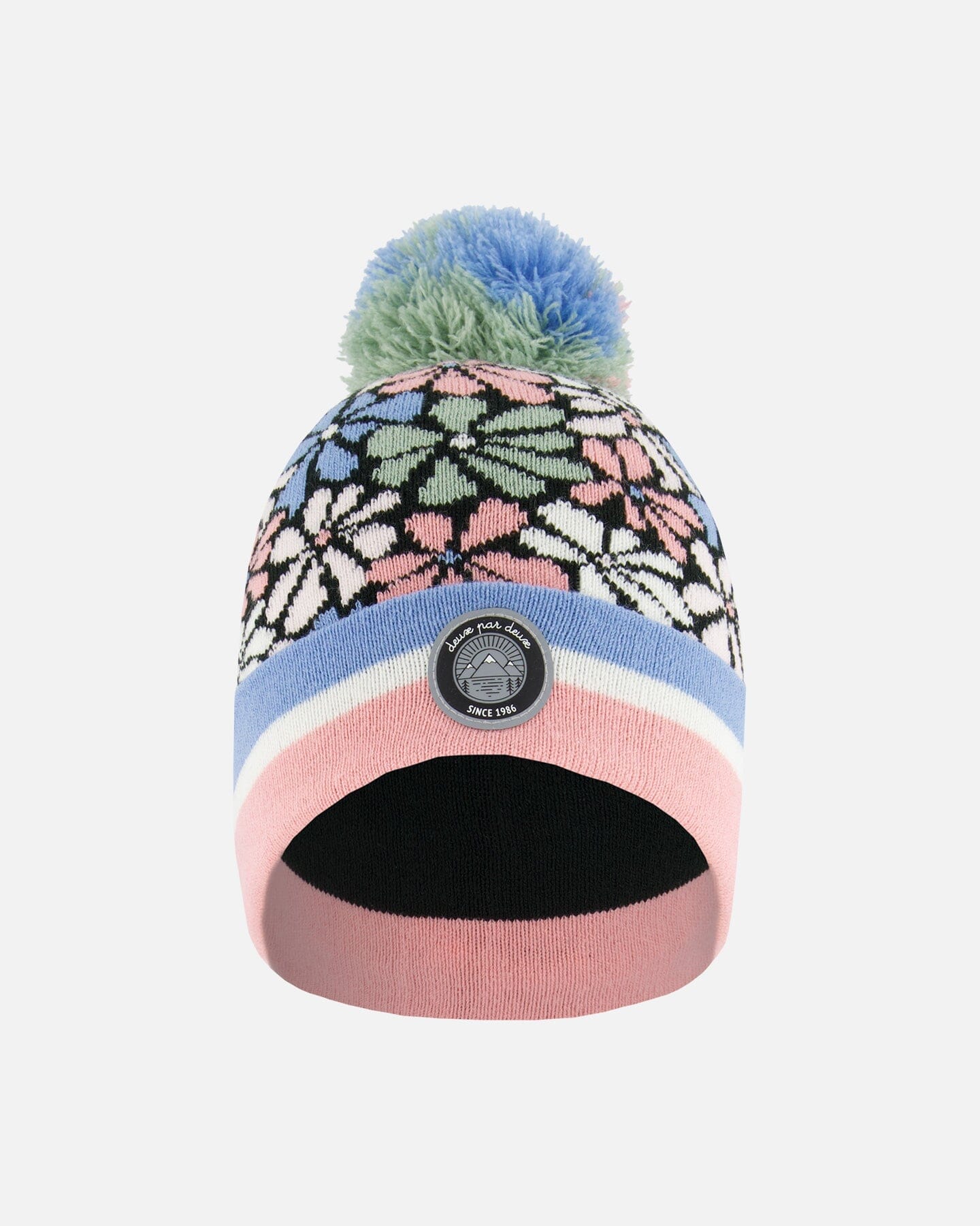 Knit Hat Blue, Pink And White Retro Flowers - G10ZL01_000