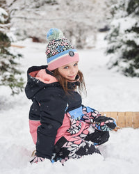 Knit Hat Blue, Pink And White Retro Flowers Winter Accessories Deux par Deux 